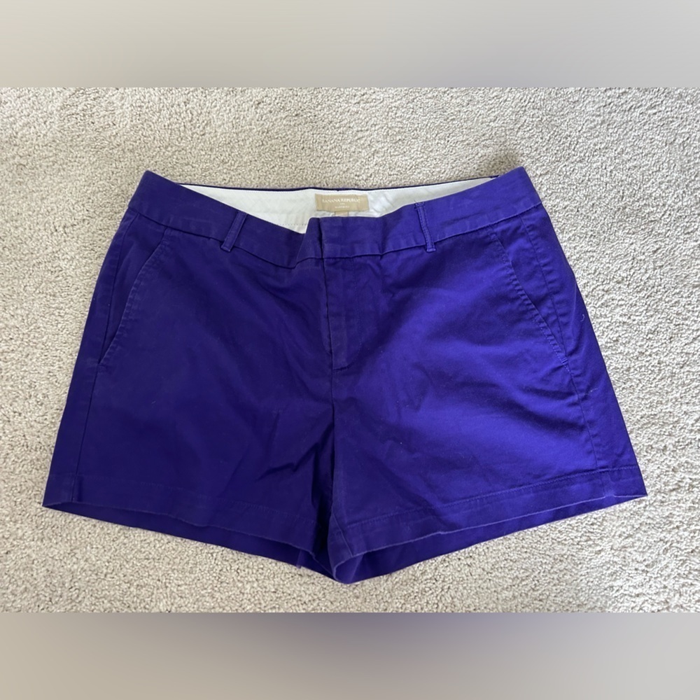 Banana Republic Martin Fit Purple Chino Shorts Women’s Size 14 Stretch Cotton